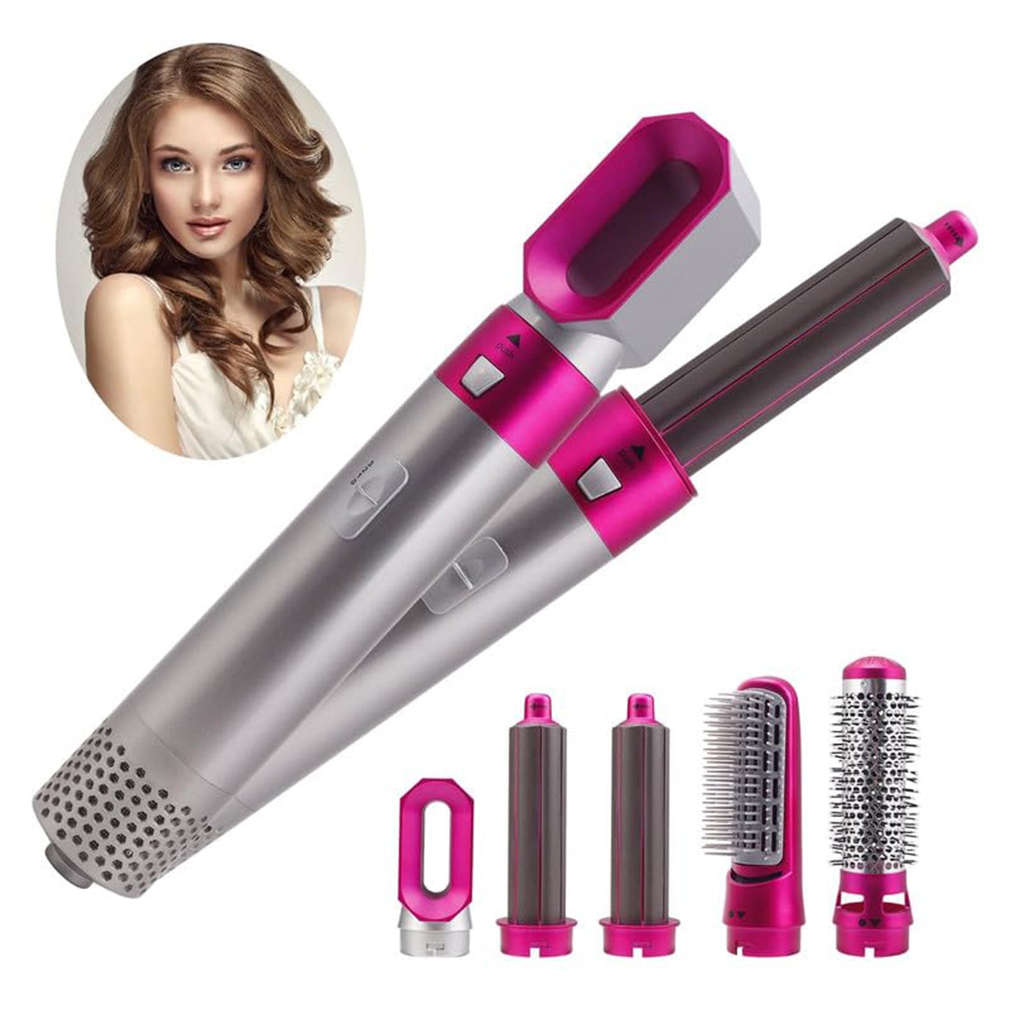 5-in-1 Professional Hot Air Brush: Hair Dryer, Volumizer, Curler, Straightener & Scalp Massager for Women's Hair Styling