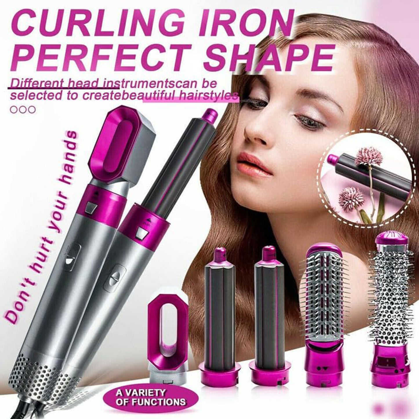 5-in-1 Professional Hot Air Brush: Hair Dryer, Volumizer, Curler, Straightener & Scalp Massager for Women's Hair Styling