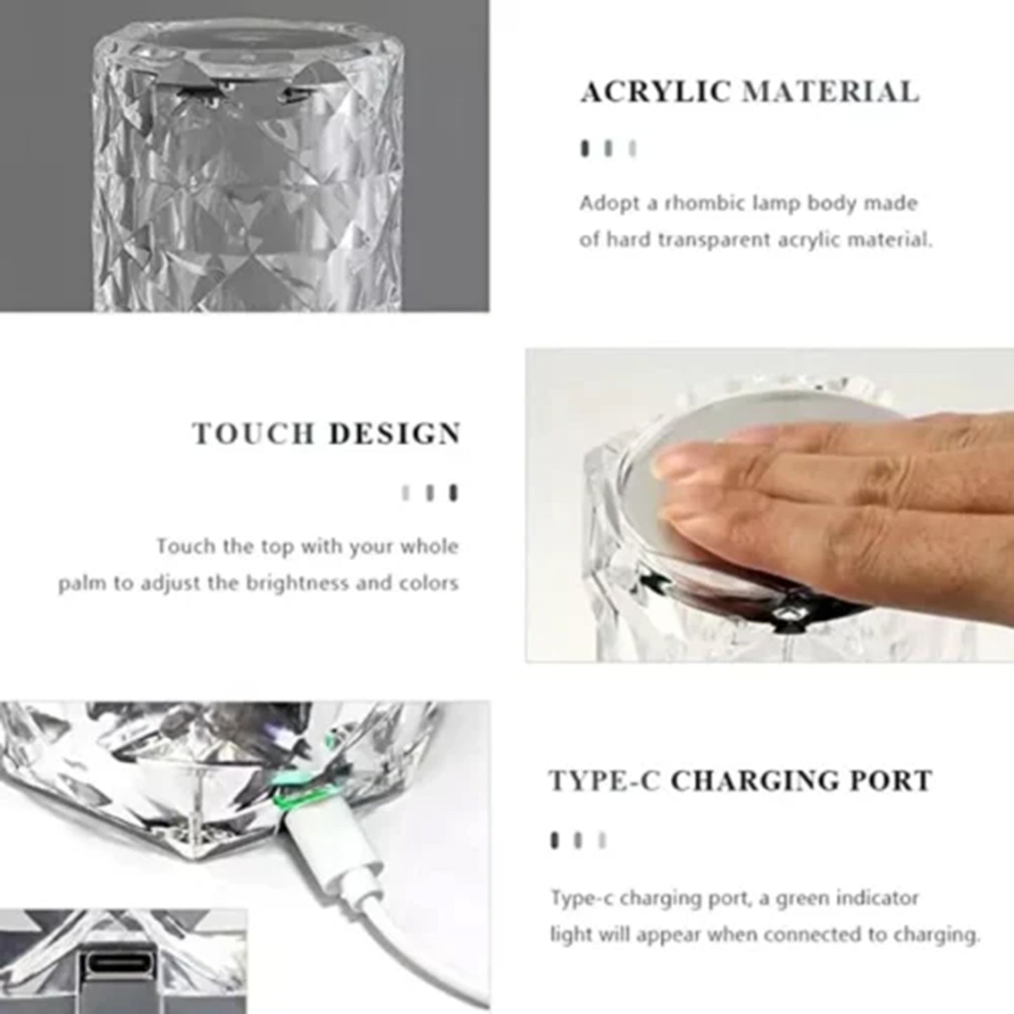 Crystal Diamond Rose Lamp: 16-Color Changing LED Table Lamp with Remote & Touch Control | USB Rechargeable Fancy Home Decor & Gift Light