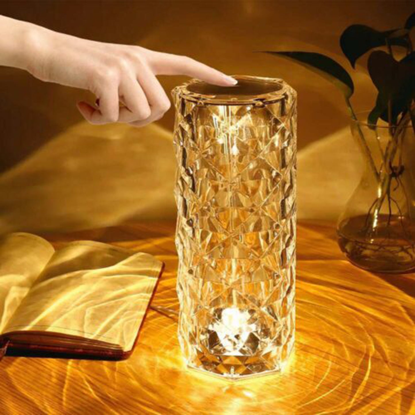 Crystal Diamond Rose Lamp: 16-Color Changing LED Table Lamp with Remote & Touch Control | USB Rechargeable Fancy Home Decor & Gift Light