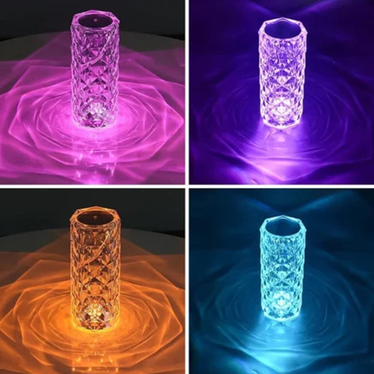 Crystal Diamond Rose Lamp: 16-Color Changing LED Table Lamp with Remote & Touch Control | USB Rechargeable Fancy Home Decor & Gift Light