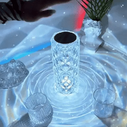 Crystal Diamond Rose Lamp: 16-Color Changing LED Table Lamp with Remote & Touch Control | USB Rechargeable Fancy Home Decor & Gift Light