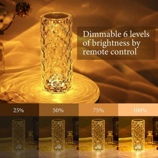 Crystal Diamond Rose Lamp: 16-Color Changing LED Table Lamp with Remote & Touch Control | USB Rechargeable Fancy Home Decor & Gift Light