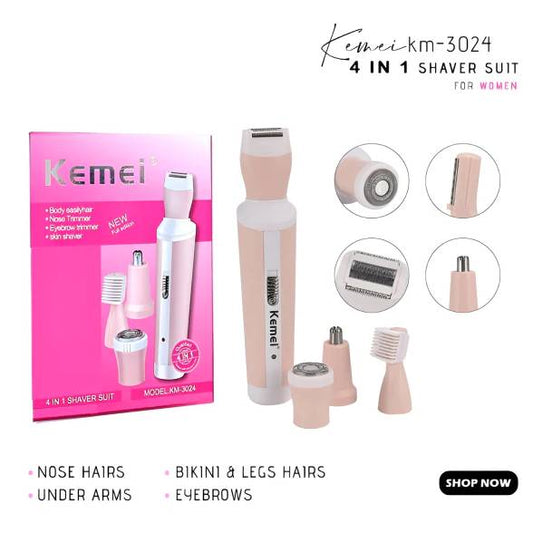 Click to Buyz 4-in-1 Women’s Shaver Trimmer – Face, Nose, Eyebrow & Body Hair Remover