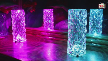 Crystal Diamond Rose Lamp: 16-Color Changing LED Table Lamp with Remote & Touch Control | USB Rechargeable Fancy Home Decor & Gift Light