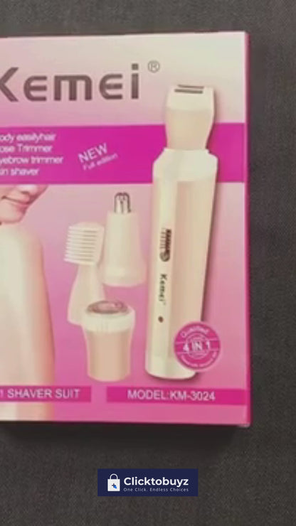 Click to Buyz 4-in-1 Women’s Shaver Trimmer – Face, Nose, Eyebrow & Body Hair Remover