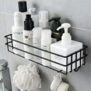 Bathroom kitchen Punch Corner Frame Shower Shelf Wrought Iron Shampoo Storage Rack