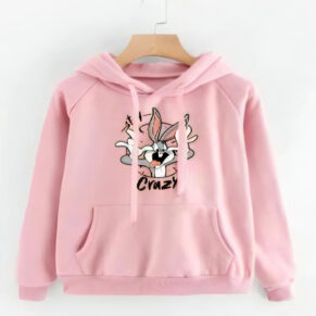 Crazy Bug Bunny Fleece Pull Over Hoodie for Women